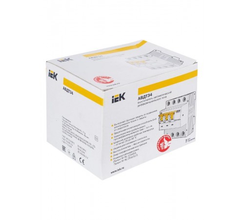 Выключатель автоматический дифференциального тока АВДТ 34 3п+N 32А C 30мА тип A  MAD22-6-032-C-30  IEK