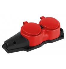 Колодка  KX-2e-RED-IP44 каучуковая с заземлением 2 розетки 16A IP44 красная  Б0068443  ЭРА
