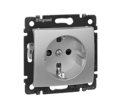 Valena Алюминий Розетка 1-ая с/з с защитными шторками  770121  Legrand