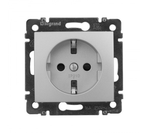 Valena Алюминий Розетка 1-ая с/з с защитными шторками  770121  Legrand