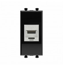 Компьютерная розетка RJ-45 без шторки модульная, кат.6А экранированная, "Avanti", "Черный квадрат", 1 модуль  4402771  DKC