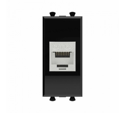 Компьютерная розетка RJ-45 без шторки модульная, кат.6А экранированная, "Avanti", "Черный квадрат", 1 модуль  4402771  DKC