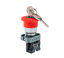 Кнопка грибовидная возврат поворотом, 1NC, красный, O40 мм, ключ Ronis 455, мет. MTB2-BSZ1214  58185  ОВЕН