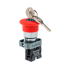 Кнопка грибовидная возврат поворотом, 1NC, красный, O40 мм, ключ Ronis 455, мет. MTB2-BSZ1214  58185  ОВЕН