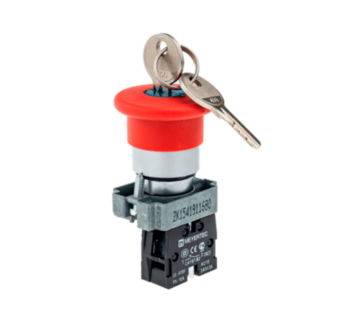Кнопка грибовидная возврат поворотом, 1NC, красный, O40 мм, ключ Ronis 455, мет. MTB2-BSZ1214  58185  ОВЕН