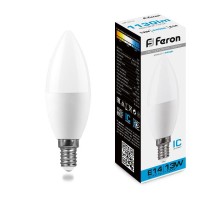 Лампа светодиодная, (13W) 230V E14 6400K С37, LB-970  38109  FERON