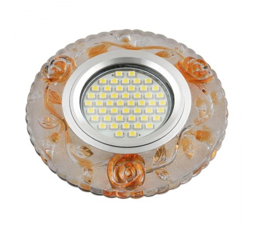 Светильник декор.встр Luciole DLS-L150 GU5.3 GLASSY/GOLD GU5.3 доп.LED подсветка 3Вт, стекл,зерк./светло-коричневый.  UL-00003907  Fametto
