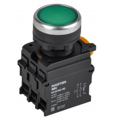 Кнопка с подсветкой d=22мм 1NO+1NC зелёная MASTER  MI-BT60-11D-3-12-K06  IEK