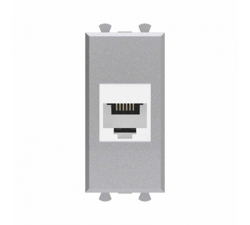 Телефонная розетка RJ-12 без шторки модульная, "Avanti", "Закаленная сталь", 1 модуль  4404611  DKC