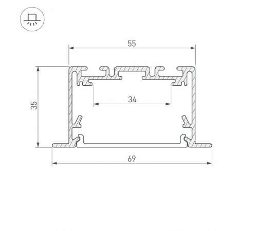Профиль S2-LINIA69-F-2500 SEAMLESS BLACK (Arlight, Алюминий)  033534  Arlight