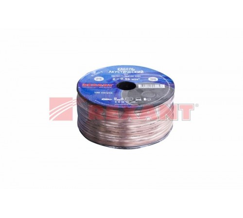 Кабель акустический 2х0,35 кв мм прозрачный BLUELINE (бухта 100 м)  01-6202-3  REXANT