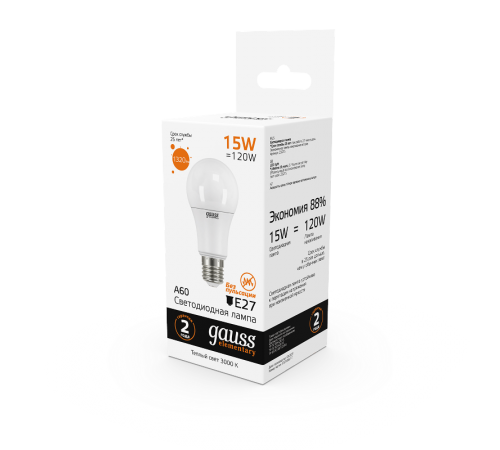 Лампа светодиодная LED 15Вт E27 220В 3000К Elementary A60  23215  Gauss