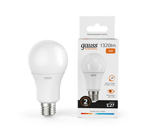 Лампа светодиодная LED 15Вт E27 220В 3000К Elementary A60  23215  Gauss