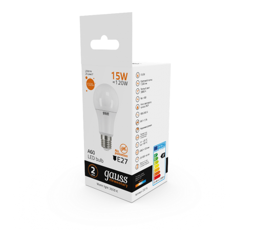 Лампа светодиодная LED 15Вт E27 220В 3000К Elementary A60  23215  Gauss