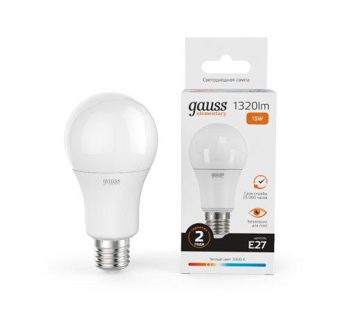 Лампа светодиодная LED 15Вт E27 220В 3000К Elementary A60  23215  Gauss