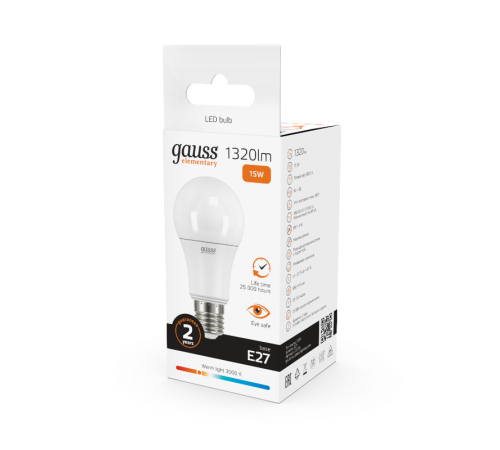 Лампа светодиодная LED 15Вт E27 220В 3000К Elementary A60  23215  Gauss