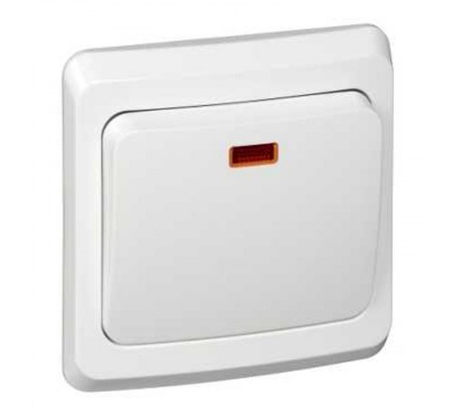 Этюд Белый С/У Выключатель кнопочный 1-клавишный с подсветкой  KC10-002B  SE