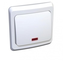 Этюд Белый С/У Выключатель кнопочный 1-клавишный с подсветкой  KC10-002B  SE