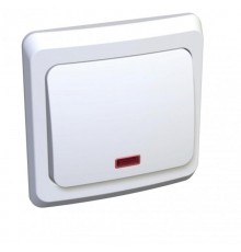 Этюд Белый С/У Выключатель кнопочный 1-клавишный с подсветкой  KC10-002B  SE