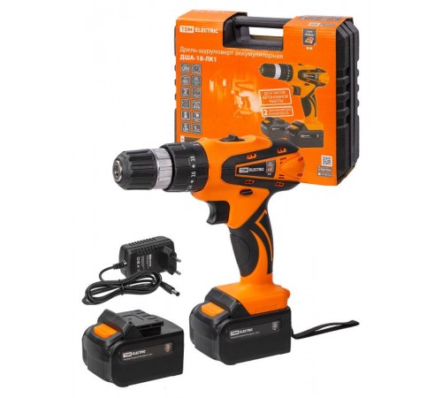 Дрель-шуруповерт акк. ДША-18-ЛК1 18 В, 2 А*ч Li-Ion 2 шт, 32 Нм, 0-1400 об/мин, кейс, "Рубин" TDM  SQ1030-0204  TDM