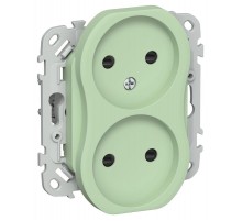 FLITE Розетка 2-ая без заземления со шторками быстрозажимные клеммы 10А РСш02-1-ФлФ фисташковый  FI-R23-10-1-K93  IEK