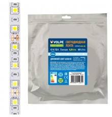 Лента светодиодная теплый белый свет 3000K ULS-Q323 2835-60LED/m-8mm-IP65-DC12V-4,8W/m-5M-3000K UL-00004533  Volpe