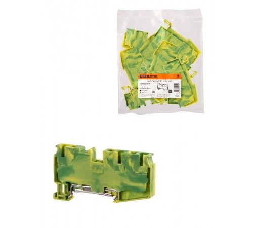 Зажим клеммный безвинтовой ЗКБ PEN быстрого зажима 3 вывода 6 мм2 (Ph-C PT 6-TWIN-PE)  SQ0822-0174  TDM