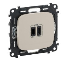 Valena ALLURE Сл. кость Зарядное устройство с 2-мя USB-разьемами тип С-тип С 240В/5В 3000мА С лицевой панелью  755346  Legrand