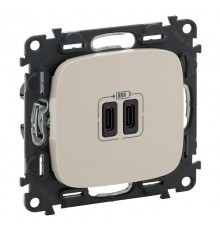 Valena ALLURE Сл. кость Зарядное устройство с 2-мя USB-разьемами тип С-тип С 240В/5В 3000мА С лицевой панелью  755346  Legrand