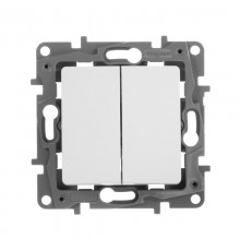 Etika Белый Переключатель 2-клавишный, 10А, автозажимные клеммы  672212  Legrand