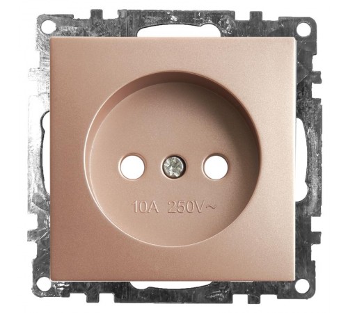 Розетка 1-местная с защитной шторкой (механизм) б/з, 250В, 10А, серия Катрин, GLS10-7109-02, шампань  39595  STEKKER