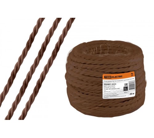 Ретро провод "Эко" 3х1,5 витой ГОСТ коричневый (20м)  SQ2801-0223  TDM