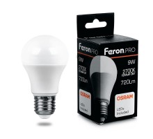 Лампа светодиодная .PRO LB-1009 Шар E27 9W 2700K OSRAM LED  38026  Feron