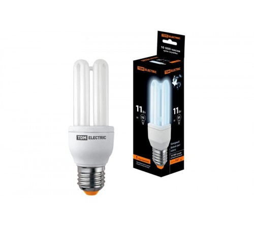 Лампа энергосберегающая КЛЛ-3U-11 Вт-4000 К-Е27 (41х116 мм)  SQ0323-0041  TDM