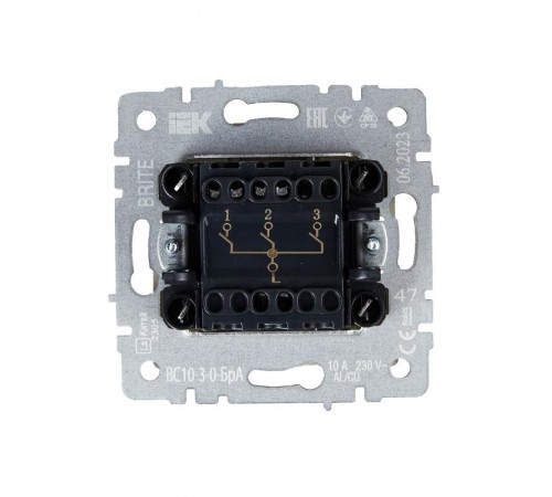 BRITE Выключатель 3-клавишный 10А ВС10-3-0-БрА алюминий  BR-V30-0-10-K47  IEK