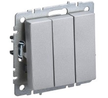 BRITE Выключатель 3-клавишный 10А ВС10-3-0-БрА алюминий  BR-V30-0-10-K47  IEK