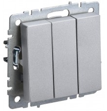 BRITE Выключатель 3-клавишный 10А ВС10-3-0-БрА алюминий  BR-V30-0-10-K47  IEK
