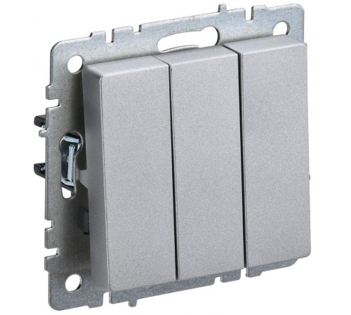 BRITE Выключатель 3-клавишный 10А ВС10-3-0-БрА алюминий  BR-V30-0-10-K47  IEK