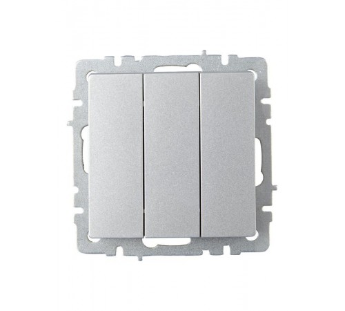 BRITE Выключатель 3-клавишный 10А ВС10-3-0-БрА алюминий  BR-V30-0-10-K47  IEK
