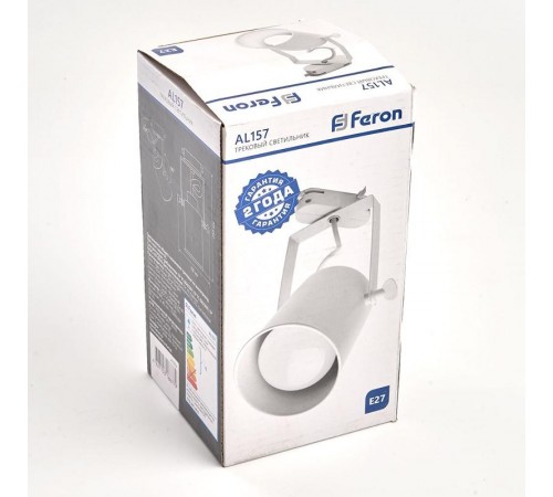 Светильник светодиодный трековый AL157 под лампу E27, белый  41053  Feron