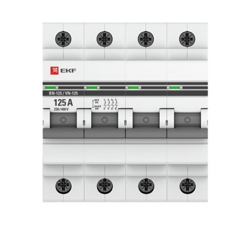 Выключатель нагрузки модульный ВН-125, 4P 125А EKF PROxima  SL125-4-125-pro  EKF (замена - S1254080)