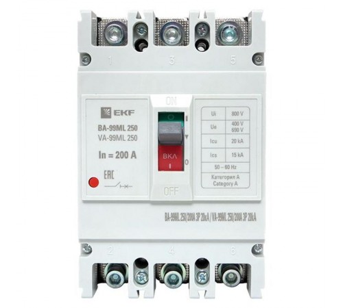 Выключатель автоматический ВА-99М 250/200А 3P 20кА EKF Basic  mccb99-250-200mI  EKF
