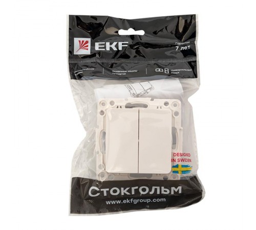 Стокгольм Механизм Выключателя 2-кл. 10А белый PROxima  EYV10-123-10  EKF