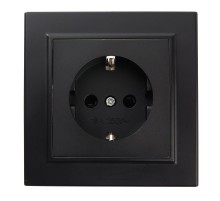 Розетка 1-местная с/з 250В, 16А с защитной шторкой, серия Эрна, PST16-9010-03, черный  39479  STEKKER