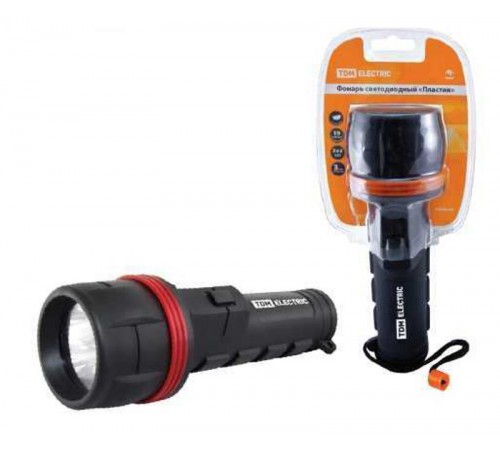 Фонарь универсальный 3хLED 2хAA Пластик, обрезиненный  SQ0350-0014  TDM