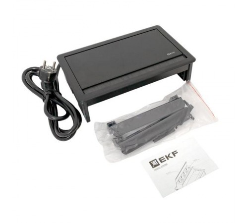 Встраиваемый настольный розеточный блок выдвижной, 8 модулей, черный, C-Line  cl-vnbv-8-b  EKF