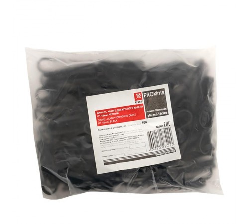 Дюбель-хомут для круглого кабеля (11-18мм) черный (100шт.) EKF PROxima  plc-ncc-11x18b  EKF