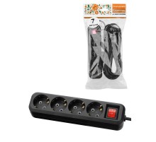 Удлинитель 4 гнезда, 7 метров, с/з, выкл., 10 А, 2300 Вт, черный, НАРОДНЫЙ  SQ1303-1128  TDM
