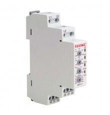 Реле контроля фаз, 3 фазы + N, тип DRF, конфигурация контакта 2CO, 120-277В  DRF-3-7N  DKC
