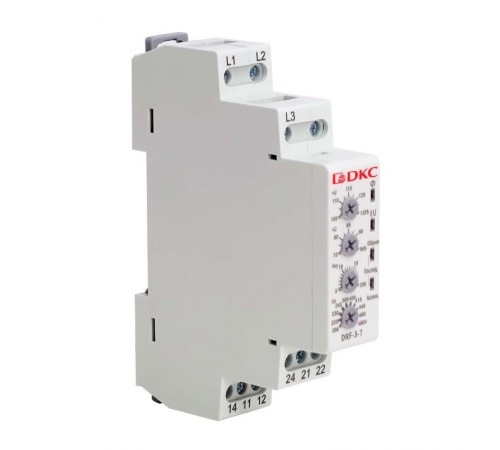 Реле контроля фаз, 3 фазы + N, тип DRF, конфигурация контакта 2CO, 120-277В  DRF-3-7N  DKC